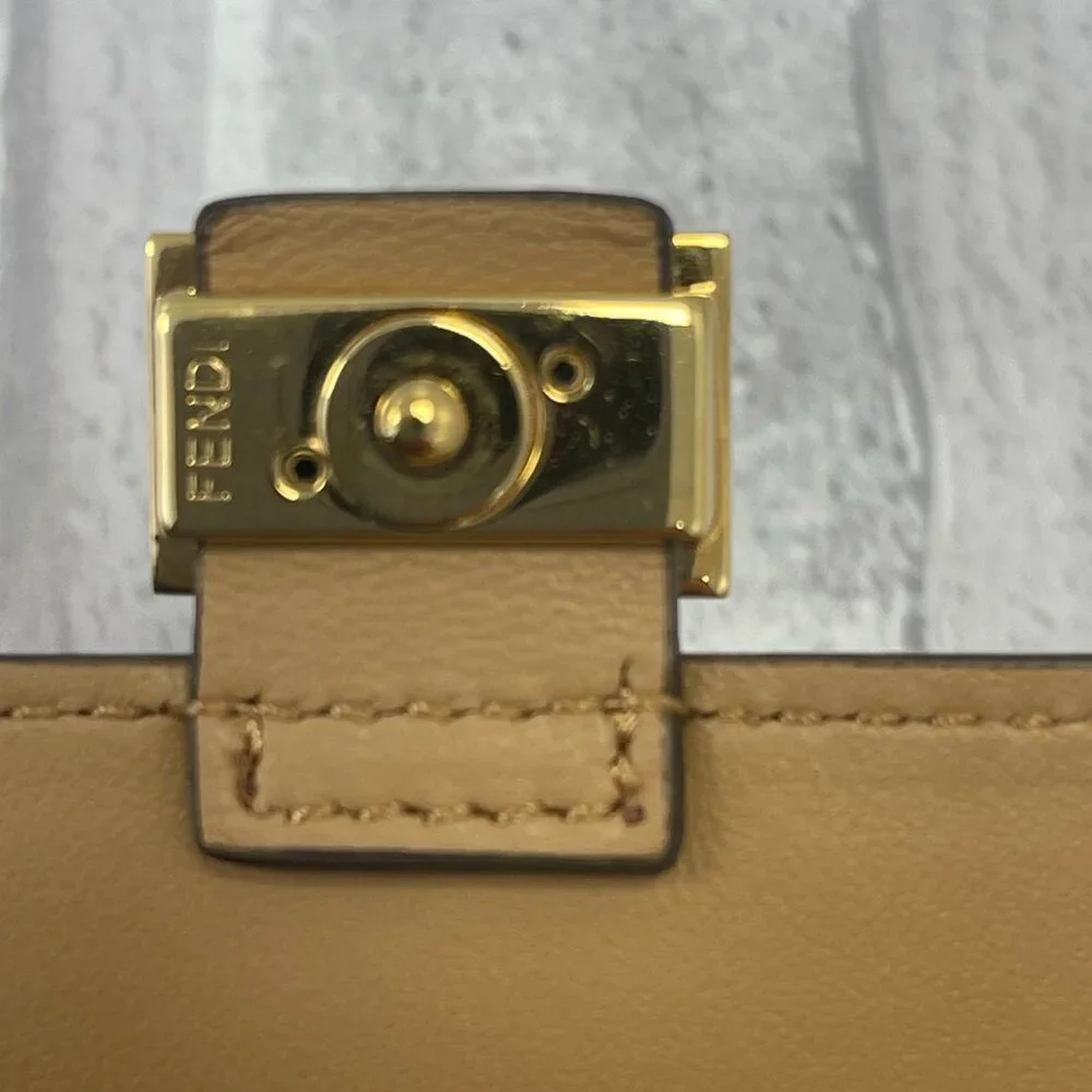 Fendi Baguette Dark Beige Card Holder Nappa Leather - Preowned